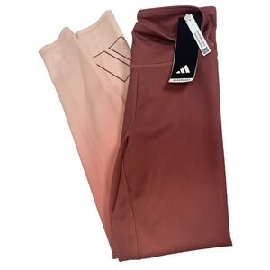 Adidas Girl's 3 Stripes Logo Leggings Red Gradient Size Large 14 Pink Gym School